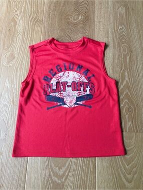 The Children's Place Boys Size 5/6 Red Baseball Graphic Sleeveless T-Shirt